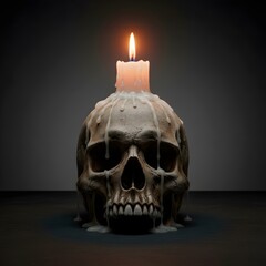 Memento Mori Skull and Burning Candle