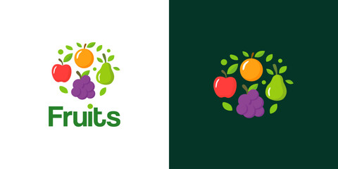 Fresh fruits logo icon vector illustration, juice logo icon