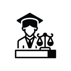 Black solid icon for legal scholar