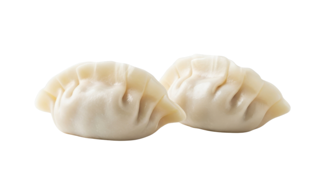 Fresh cooked Asian dumplings, Jiaozi or Gyoza, perfect for restaurant menu design. isolated PNG with Transparent Background
