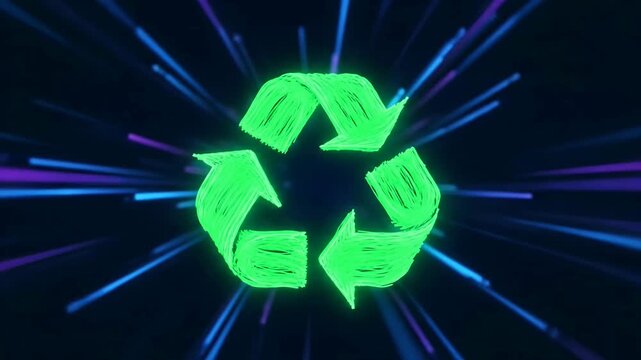Rotating Recycle Logo - Green Energy Loop