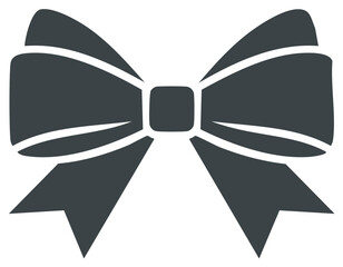Elegant gray ribbon bow vector illustration isolated on white for gift wrapping decorations and festive embellishments