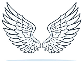 Obraz premium Stylized Angel Wings Illustration, Depicting Feathered Design and Symbolic of Freedom and Divinity