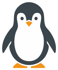 Obraz premium Simple cute cartoon penguin animal icon standing forward vector illustration graphic