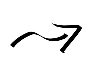 A simple, hand-drawn vector illustration of an arrow pointing upwards. The style is deliberately rough, giving it a quick, casual, and authentic handwritten or doodle aesthetic