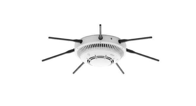 Modern Wi-Fi access point router device with multiple antennas for corporate networking infrastructure. isolated PNG with Transparent Background