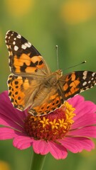 Obraz premium Vibrant butterfly on pink flower.