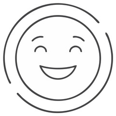 Smiling Face Line Art: Happy Emotion, Simple Design, Circle Outline