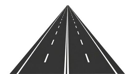 Long straight highway road graphic showing perspective and endless journey concept isolated PNG with Transparent Background
