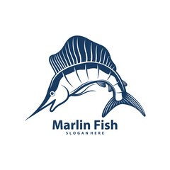 Silhouette Marlin Fish Template Illustration. Marlin Fish logo design vector. Icon Symbol