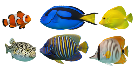 Tropical fish isolated on white or transparent background