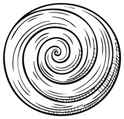 Naklejka premium Black and White Circular Whirlpool Pattern Ink Drawing Graphic Element Round Textured Abstract Shape Swirls