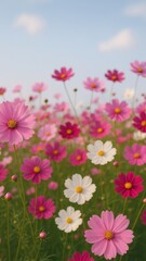 Obraz premium Vibrant cosmos flowers in bloom.