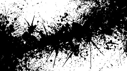 High-Contrast Black and White Ink Splatter Grunge Texture Background with Paint Drops, Smudges and Chaotic Artistic Splash Design for Abstract Art and Modern Graphic Projects