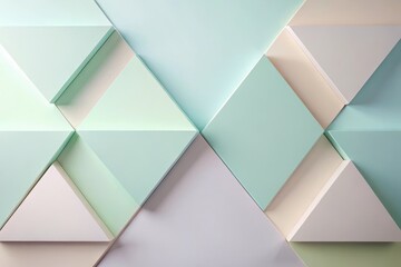Fototapeta premium Abstract Pastel Geometric Shapes Background A Modern Design Featuring Interlocking Triangles and Squares
