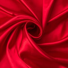 Fototapeta premium Red silk fabric draped in swirls