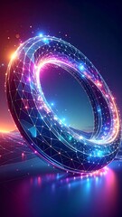 Glowing digital ring in a vibrant, futuristic, and colorful aesthetic