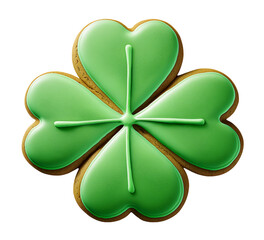 Four Leaf Clover Cookie with Green Icing Isolated