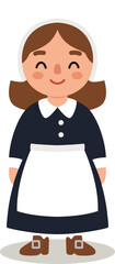 cute cartoon pilgrim woman in standing and smiling pose