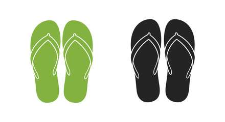 A simple illustration depicting a pair of green and black flip flops