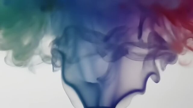 Abstract colorful smoke cloud formation against white background