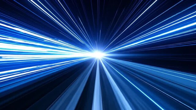 Abstract Speed Tunnel, Fast Motion, Blue Light Rays