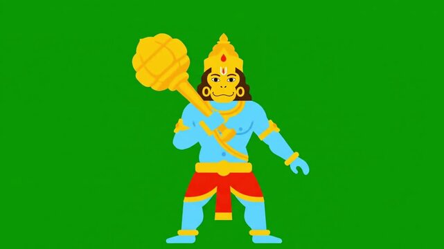 lord hanuman hindu deity green screen animation