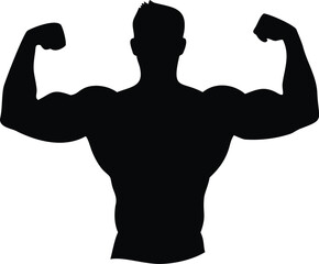 Fototapeta premium Bodybuilder flexing silhouette 