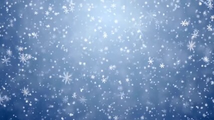 Soft blue background with white snowflakes falling smoothly creating winter scene - Powered by Adobe