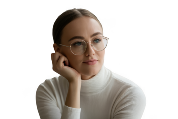 Woman wearing glasses isolated on transparent background