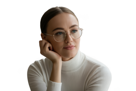 Woman wearing glasses isolated on transparent background - Powered by Adobe