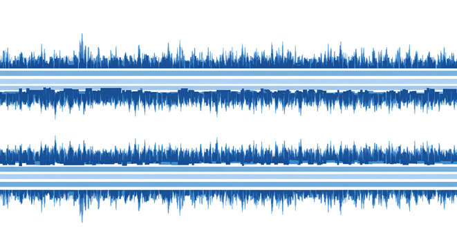 Abstract vector illustration of blue sound waves or city skyline graphics