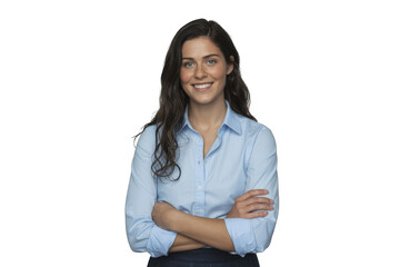 Young woman smiling isolated on transparent background