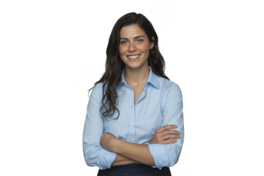 Young woman smiling isolated on transparent background