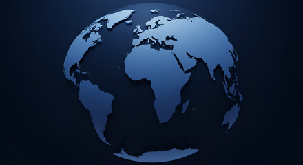 Elegant 3D Render of Earth Globe with Continents on Dark Blue Background