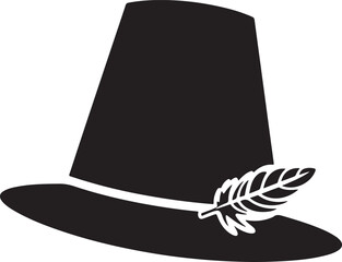 Elegant feather hat icon vector on a transparent background