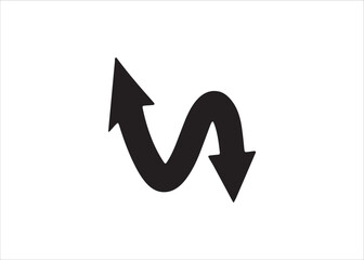 Black Wavy Arrow Symbol Illustrating Direction and Movement