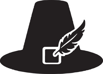 Elegant feather hat icon vector on a transparent background