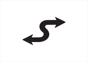 Abstract S-shaped arrow symbol representing direction, change, and movement on a white background