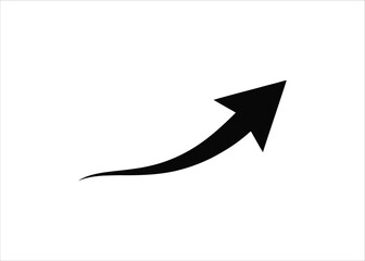 A simple black arrow curves upward on a white background, symbolizing progress, growth, and positive direction