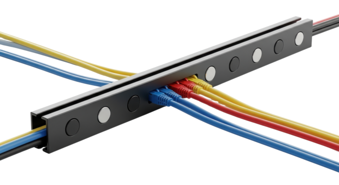 Network cable management system showing data connection and flow for technology illustration isolated PNG with Transparent Background