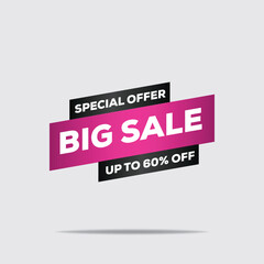 60% Off Retail Sale Banner – Purple & Black 3D Minimalist Design