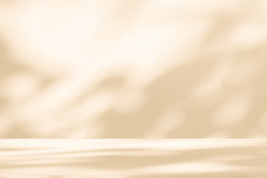 Wall interior background, studio and backdrops show products. with leaf shadow from window color beige and white. background for text insertion and presentation of product	 - Powered by Adobe