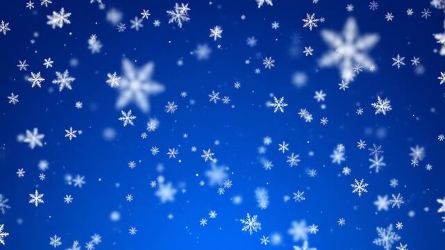 Animated Falling Snowflakes on a Blue Background