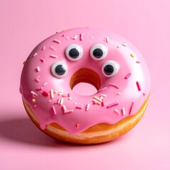 Pink donut with googly eyes (2)