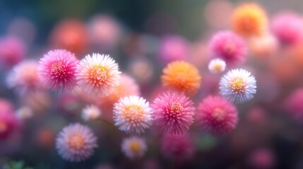 Obraz premium Vibrant floral blooming action in nature close-up view of colorful flowers in a serene environment