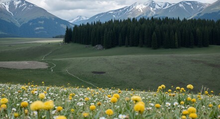 alpine meadow with wildflowers
