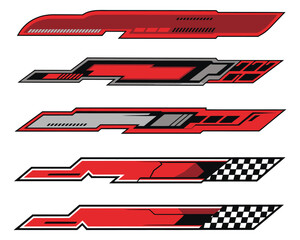 Abstract sporty vehicle graphic decals set for car wrap designs