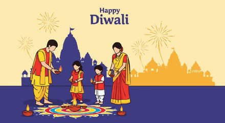 Hindu diwali day, happy diwali illustration #2