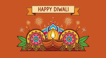 Hindu diwali day, happy diwali illustration #1
